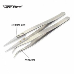 PINÇA INOX PONTA RETA CERÂMICA P/ VAPE - VAPORSTORM